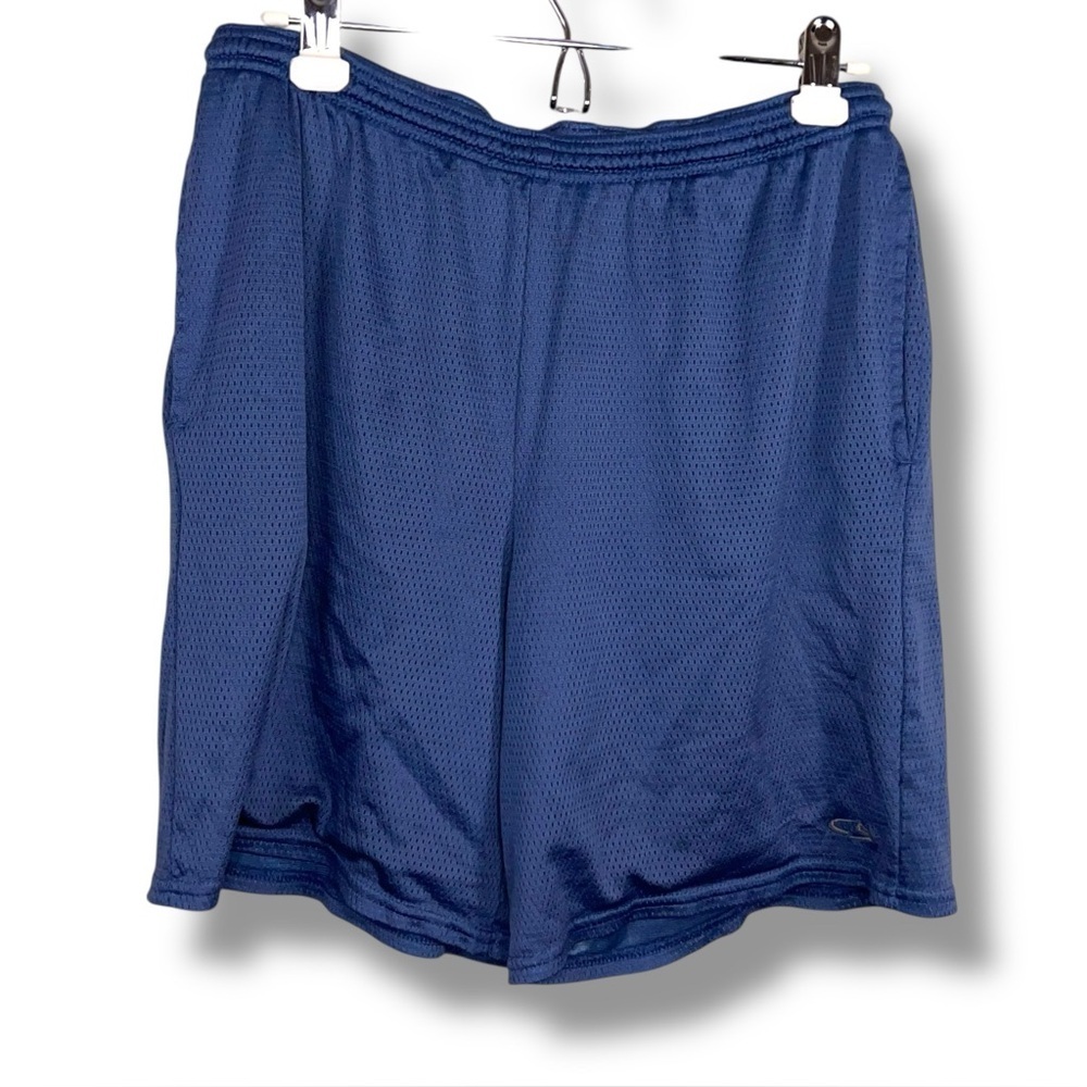 Vintage 90s Large Champion Mens Blue Mesh Basketball Shorts Athletic Activewear